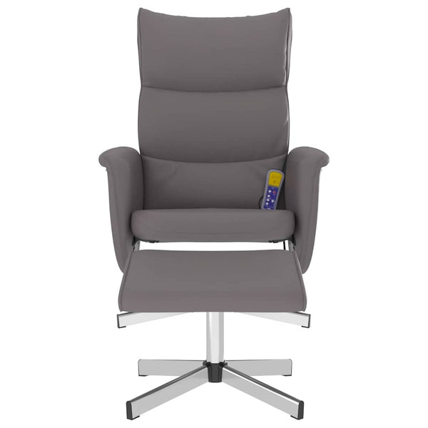 Massagesessel mit Hocker Grau Kunstleder
