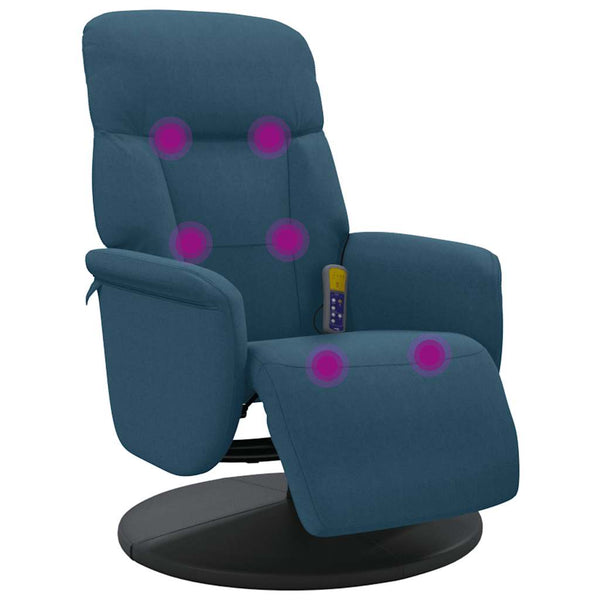 Massagesessel Blau Samt mit Fußteil