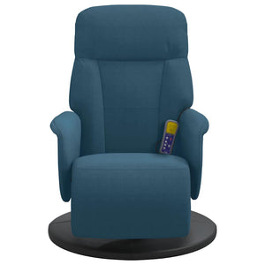 Massagesessel Blau Samt mit Fußteil