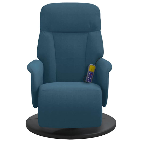 Massagesessel Blau Samt mit Fußteil