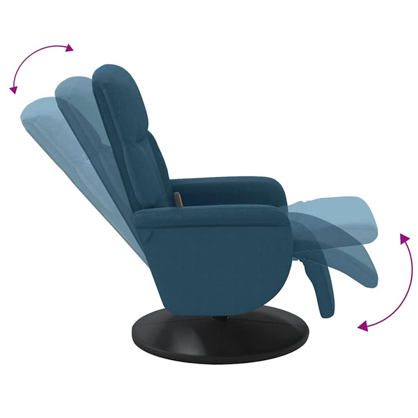 Massagesessel Blau Samt mit Fußteil