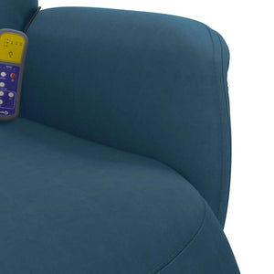 Massagesessel Blau Samt mit Fußteil