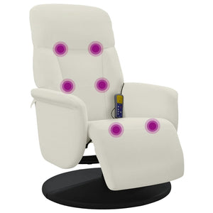 Fauteuil de massage avec repose-pieds Crème Velours vidaXL