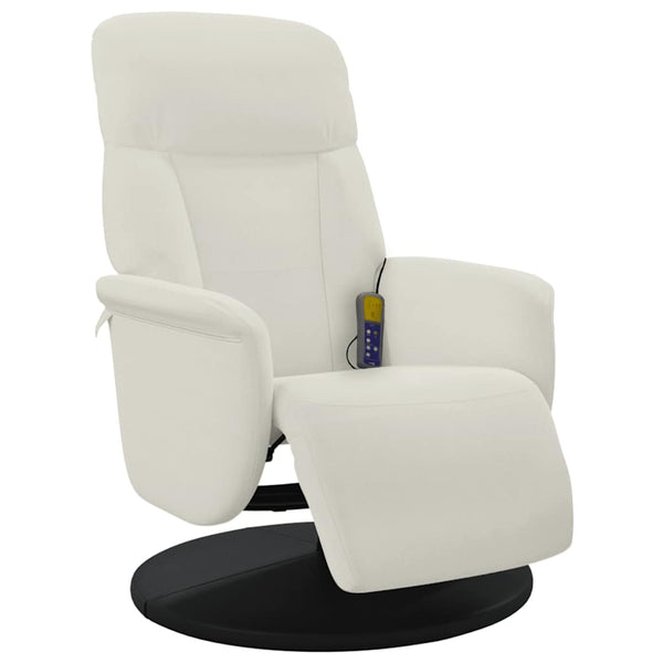 Fauteuil de massage avec repose-pieds Crème Velours vidaXL