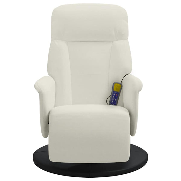 Fauteuil de massage avec repose-pieds Crème Velours vidaXL