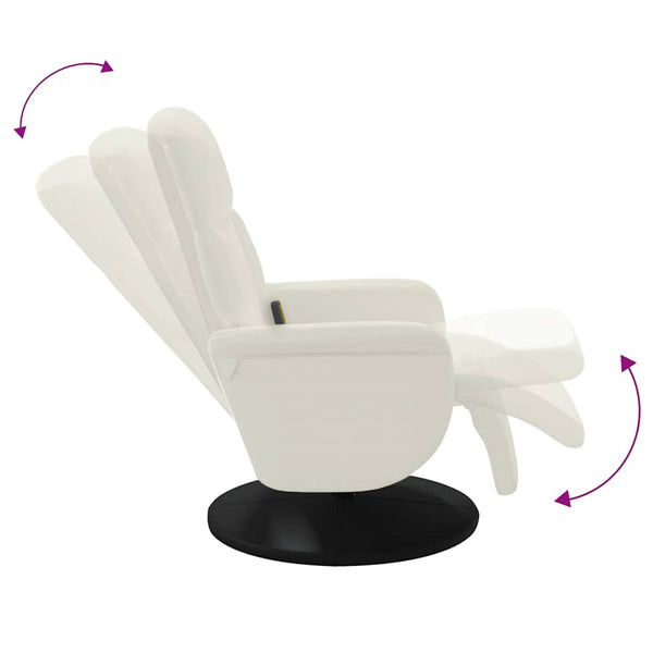 Fauteuil de massage avec repose-pieds Crème Velours vidaXL