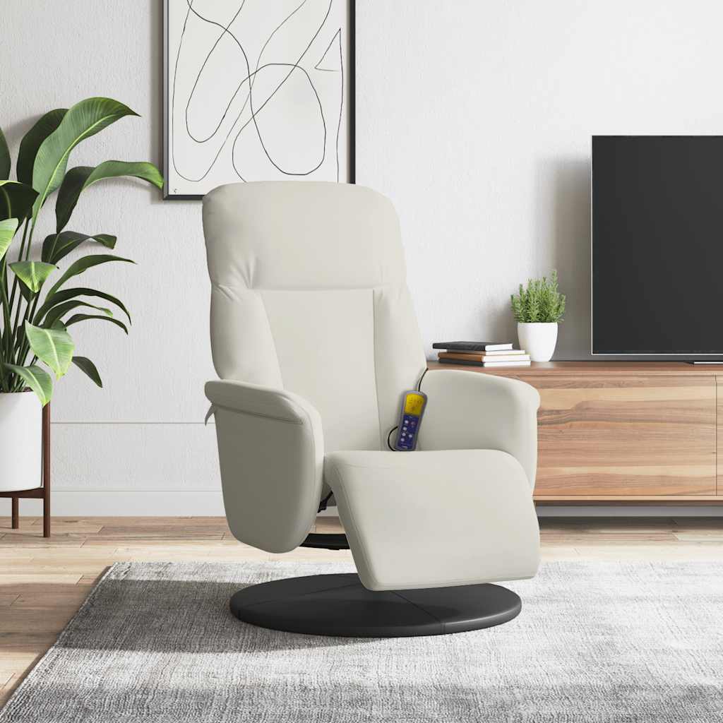 Fauteuil de massage avec repose-pieds Crème Velours vidaXL