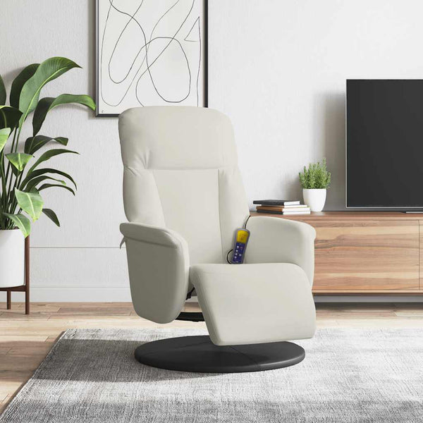 Fauteuil de massage avec repose-pieds Crème Velours vidaXL