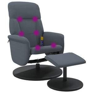 Massagesessel mit Hocker Dunkelgrau Samt