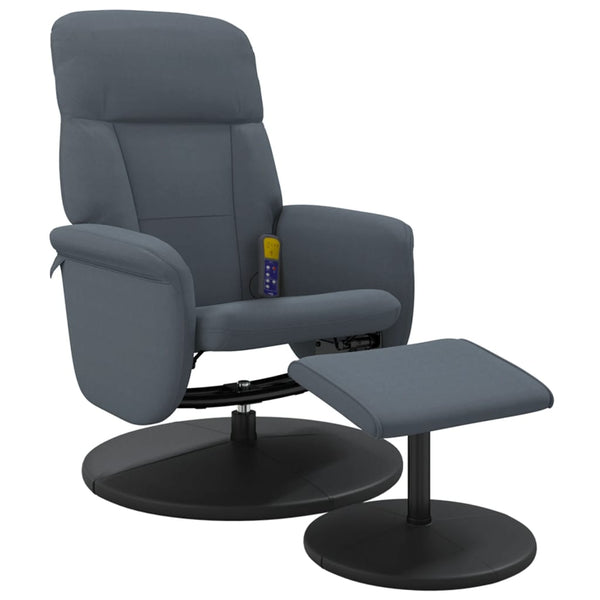 Massagesessel mit Hocker Dunkelgrau Samt