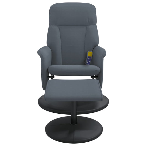 Massagesessel mit Hocker Dunkelgrau Samt