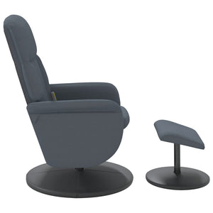 Massagesessel mit Hocker Dunkelgrau Samt