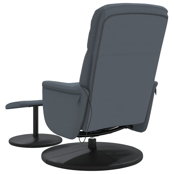 Massagesessel mit Hocker Dunkelgrau Samt