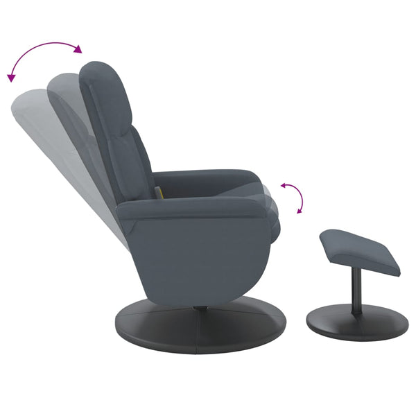 Massagesessel mit Hocker Dunkelgrau Samt