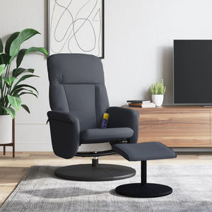 Massagesessel mit Hocker Dunkelgrau Samt
