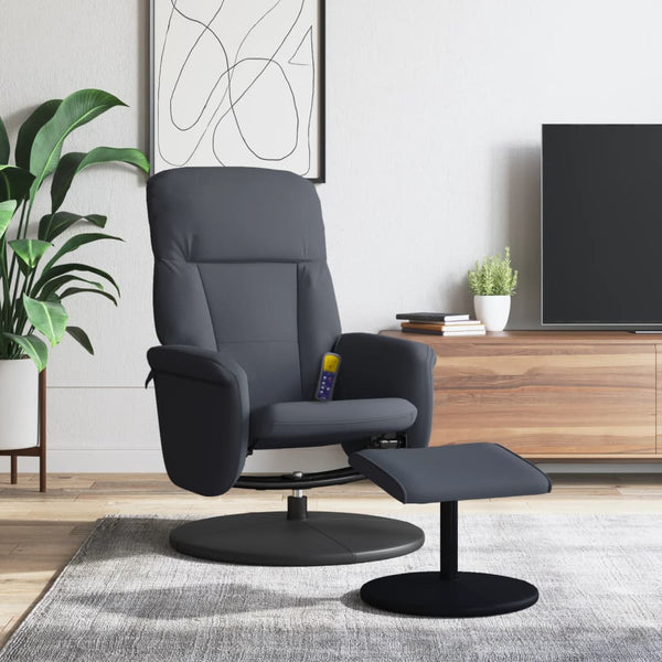 Massagesessel mit Hocker Dunkelgrau Samt