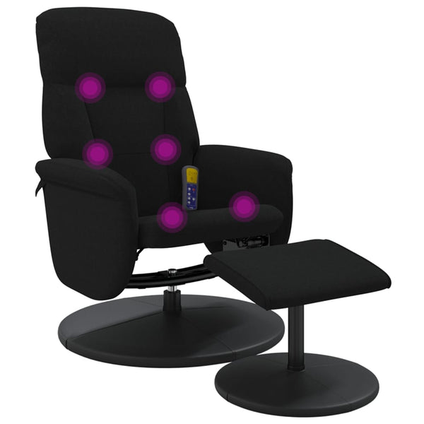 vidaXL Fauteuil de massage avec repose-pieds Velours Noir