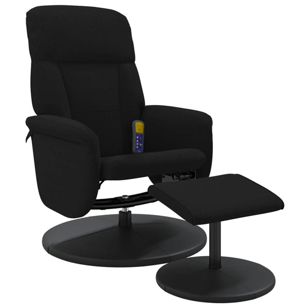 vidaXL Fauteuil de massage avec repose-pieds Velours Noir