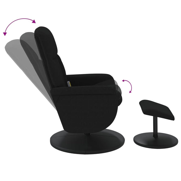 vidaXL Fauteuil de massage avec repose-pieds Velours Noir