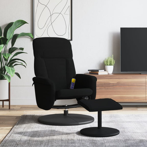 vidaXL Fauteuil de massage avec repose-pieds Velours Noir