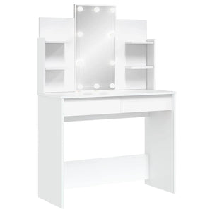 Schminktisch mit LED Weiß 96x40x142 cm