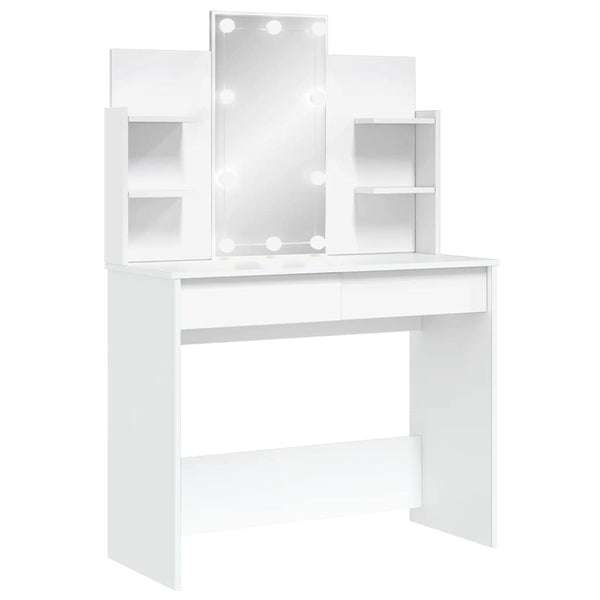 Schminktisch mit LED Weiß 96x40x142 cm
