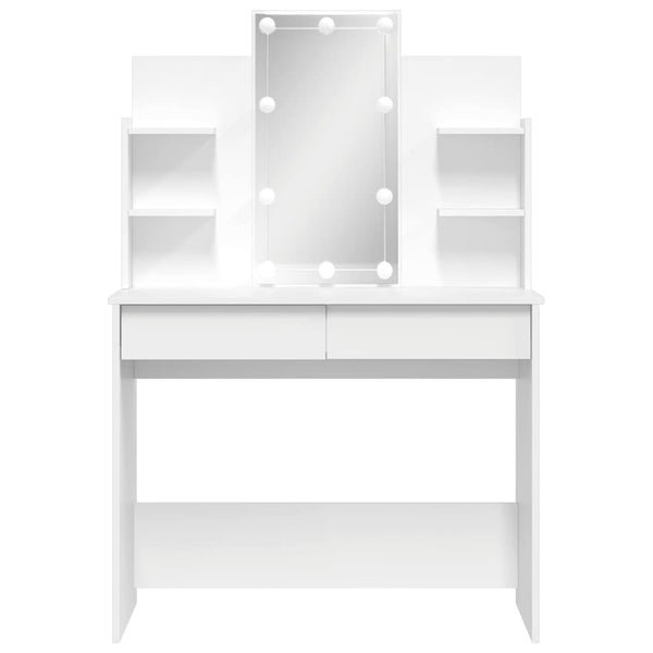Schminktisch mit LED Weiß 96x40x142 cm