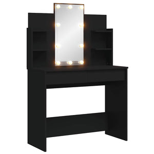 Schminktisch Schwarz mit LED-Beleuchtung 96 cm