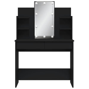 Schminktisch Schwarz mit LED-Beleuchtung 96 cm