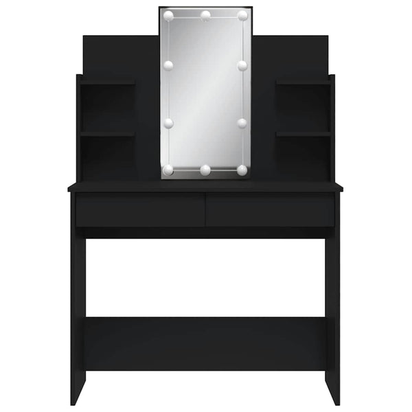 Schminktisch Schwarz mit LED-Beleuchtung 96 cm