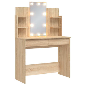 Schminktisch mit LED Sonoma-Eiche 96x40x142 cm