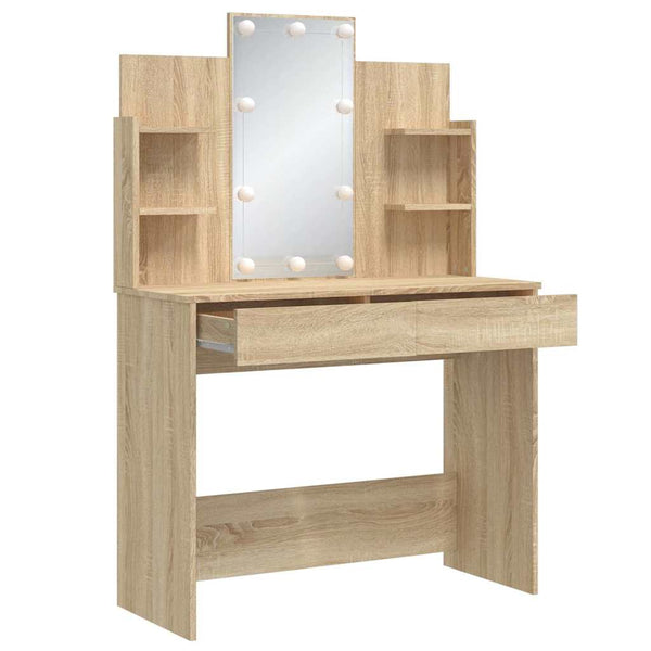 Schminktisch mit LED Sonoma-Eiche 96x40x142 cm