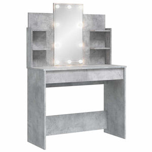 Schminktisch mit LED Betongrau 96x40x142 cm