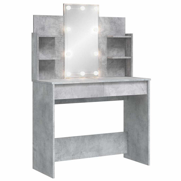 Schminktisch mit LED Betongrau 96x40x142 cm