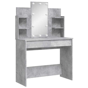 Schminktisch mit LED Betongrau 96x40x142 cm