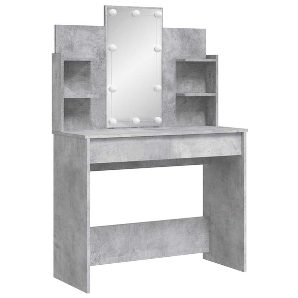 Schminktisch mit LED Betongrau 96x40x142 cm
