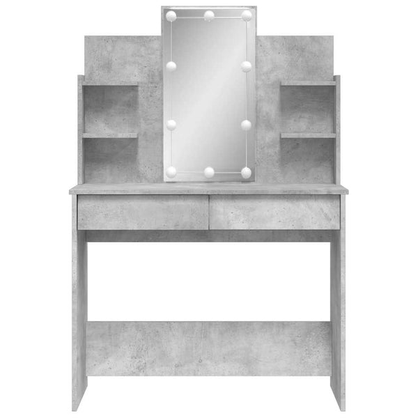 Schminktisch mit LED Betongrau 96x40x142 cm