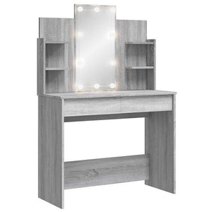 Schminktisch mit LED Grau Sonoma 96x40x142 cm