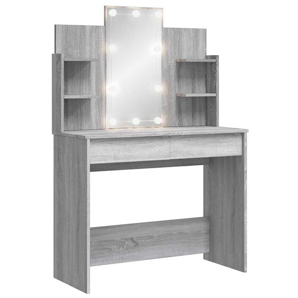 Schminktisch mit LED Grau Sonoma 96x40x142 cm