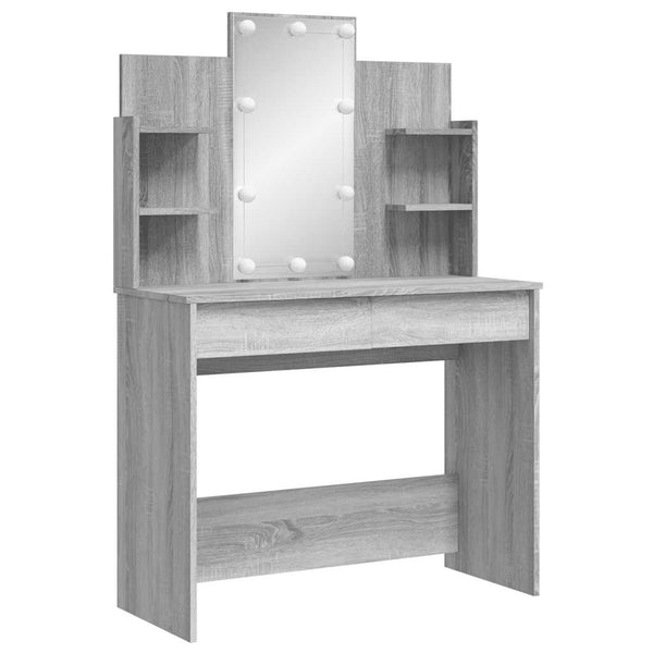 Schminktisch mit LED Grau Sonoma 96x40x142 cm