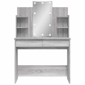 Schminktisch mit LED Grau Sonoma 96x40x142 cm