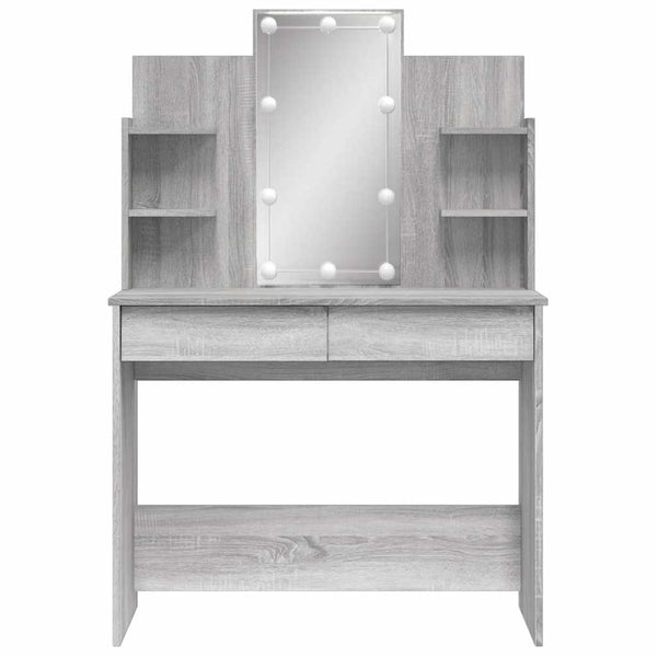 Schminktisch mit LED Grau Sonoma 96x40x142 cm