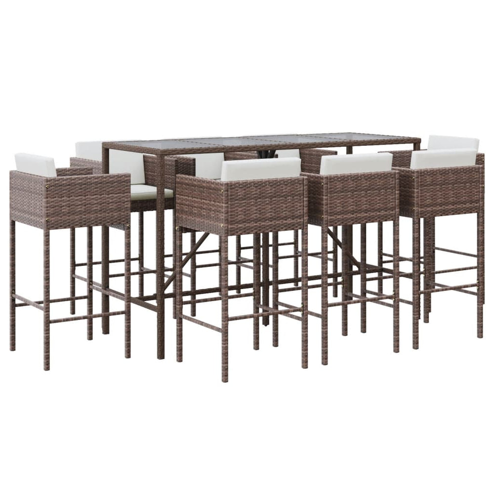 9-tlg. Gartenbar-Set Braun Poly Rattan