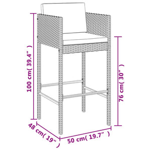 vidaXL Ensemble de bar de jardin 9 pcs avec coussins résine tressée marron