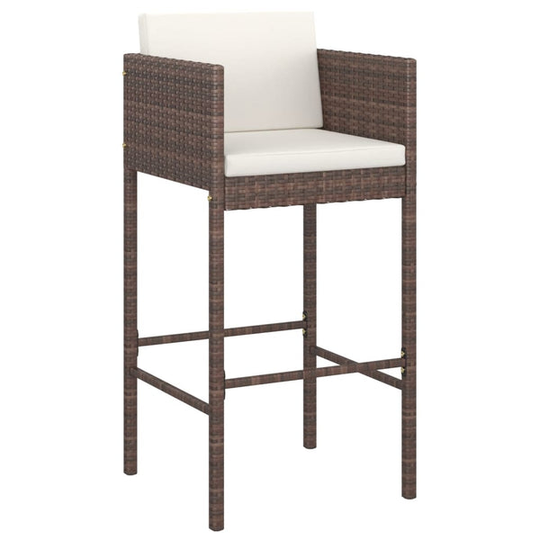 vidaXL Ensemble de bar de jardin 5 pcs avec coussins résine tressée marron