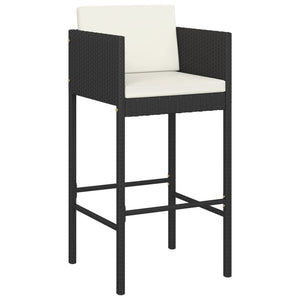vidaXL Ensemble de bar de jardin 5 pcs avec coussins noir résine tressée