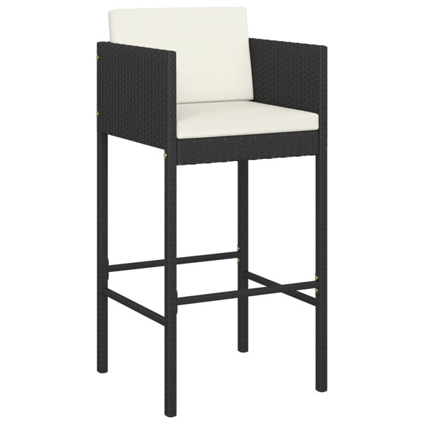 vidaXL Ensemble de bar de jardin 5 pcs avec coussins noir résine tressée