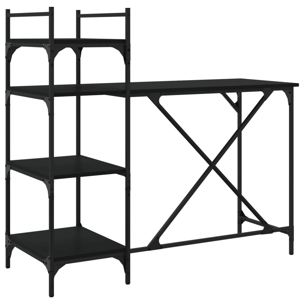 Computertisch mit Regal, Schwarz, 120 cm