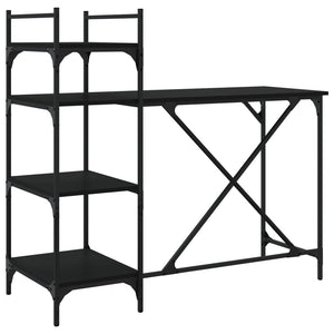 Computertisch mit Regal, Schwarz, 120 cm