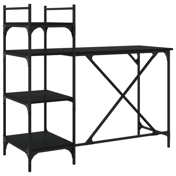 Computertisch mit Regal, Schwarz, 120 cm